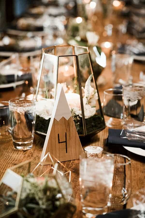 DIY mountain themed table numbers © Kimberly Kay Photography