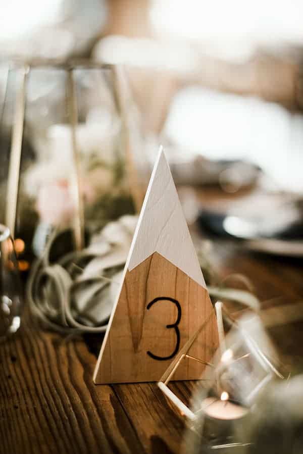 DIY mountain themed table numbers © Kimberly Kay Photography