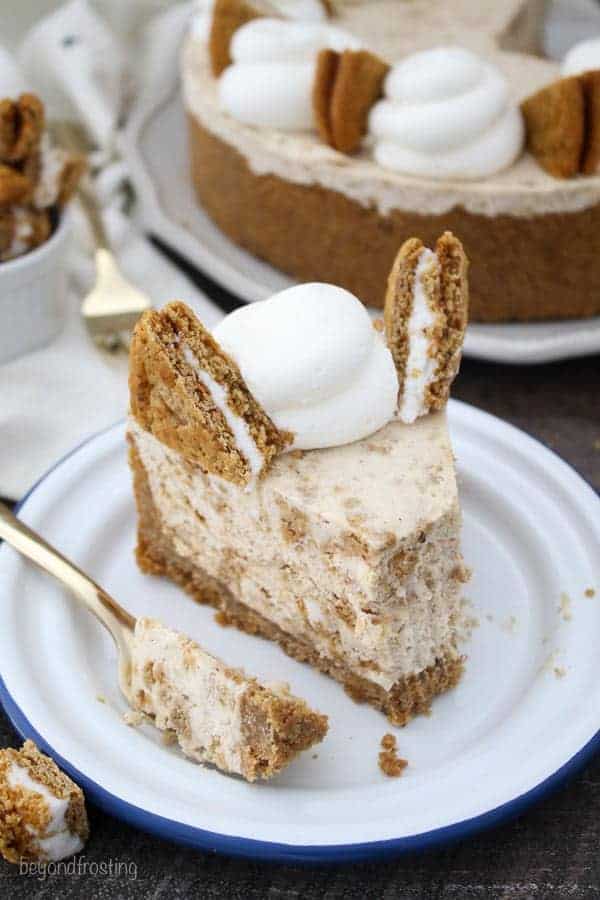 An overhead shot of a slice of ice cream pie with a bite taken out of it.