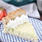 A Slice of Coconut Pie on a Blue Polka Dot Plate