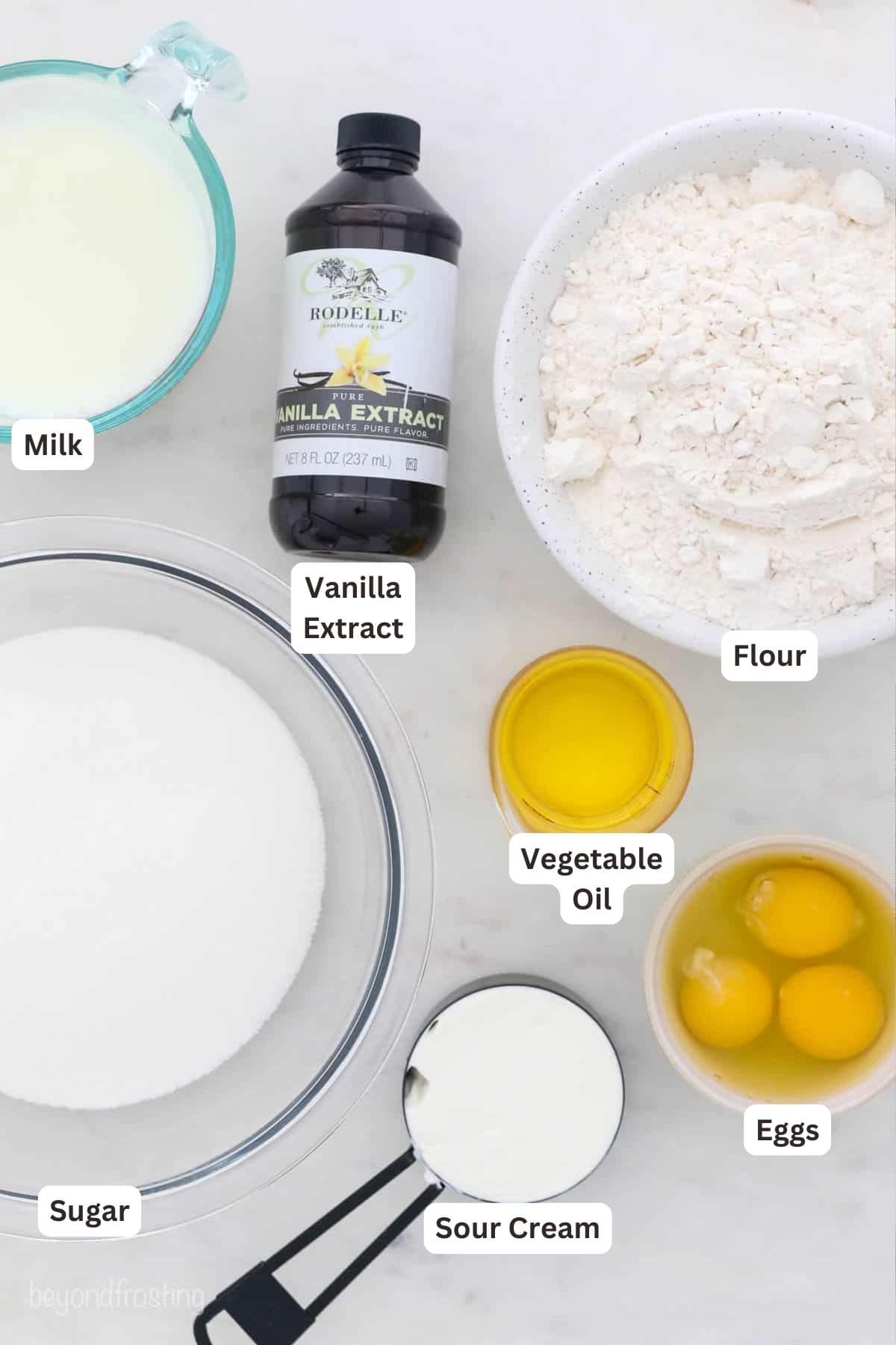Ingredients for Moist Vanilla Layer Cake.