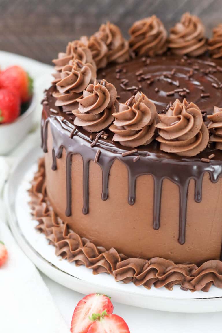 A chocolate cake with ganache