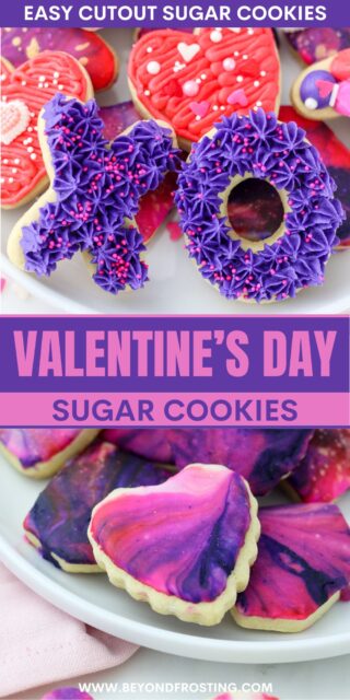 Pinterest title image for Valentine's Day Sugar Cookies.