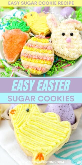 Pinterest title image for Easter Sugar Cookies.