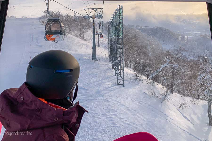 View out the gondola at Kiroro ski resort