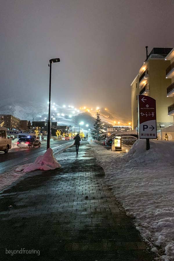 Niseko Japan, walking from downtown up to the main base area in Hirafu