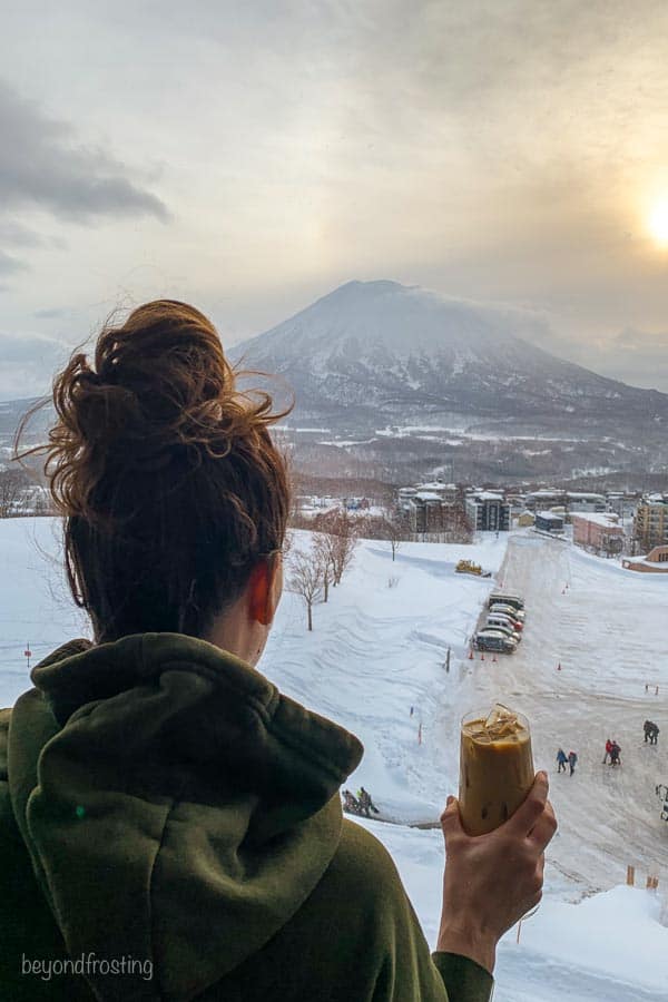 A view out the window from Skye Niseko resort looking at Mt Yotei