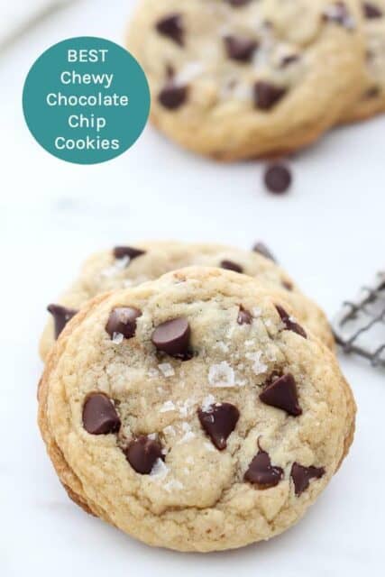 A picture of a chocolate chip cookie with a text overlay