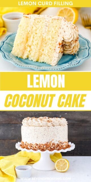 Pinterest title image for Lemon Coconut Cake.