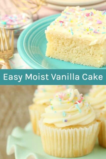 Easy Moist Vanilla Cake or Cupcakes