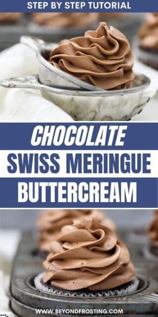 Pinterest image of chocolate Swiss meringue buttercream