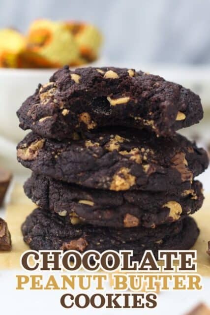 Pinterest title image for Chocolate Peanut Butter Cookies.