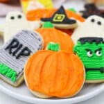 A plate of gorgeous decorated halloween sugar cookies