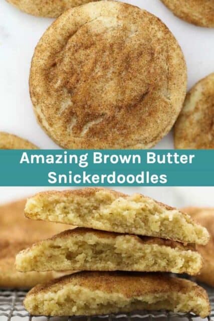 Two images of Snickerdoodles stacked on top of one another with a text overlay