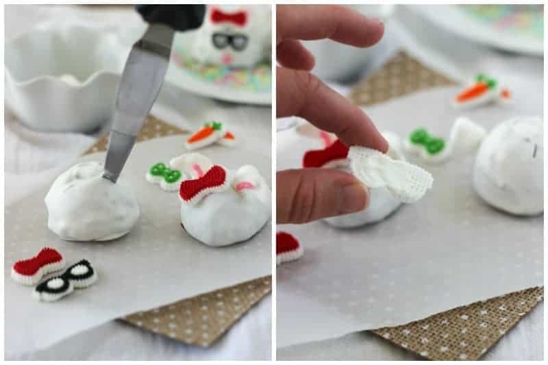 Side by Side images to show how to make Easter Bunny Truffles