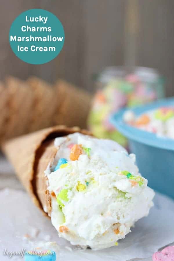 An image of Lucky Charms Ice Cream with text overlay