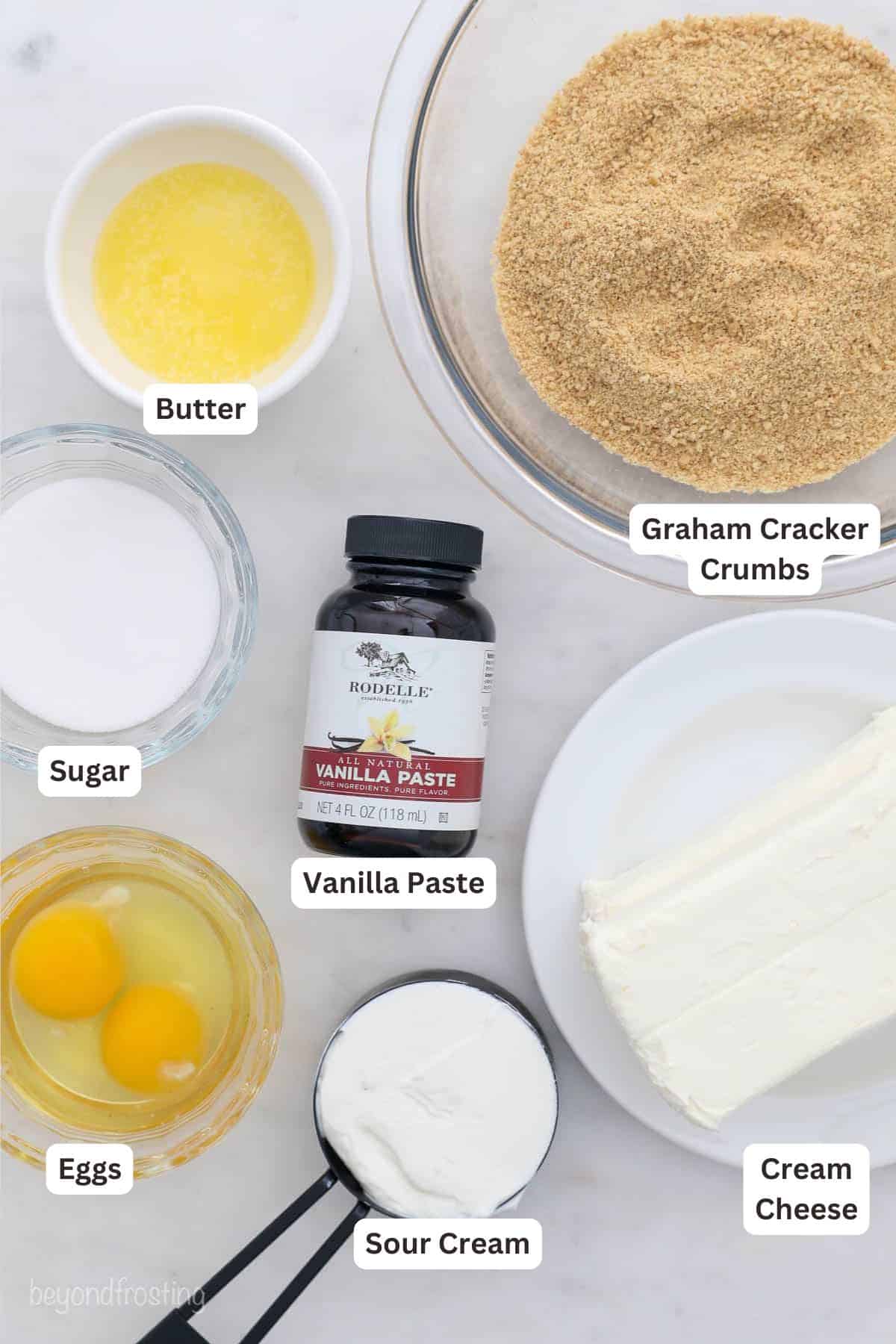 Ingredients for Easy Mini Cheesecakes.