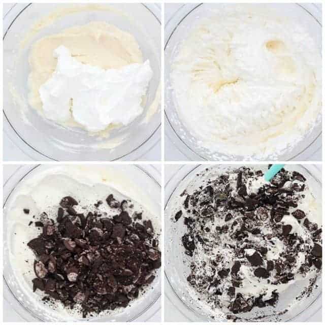 step-by-step photos how to make no-churn oreo ice cream
