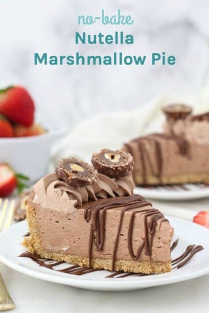 a picture of Nutella pie with a text overlay