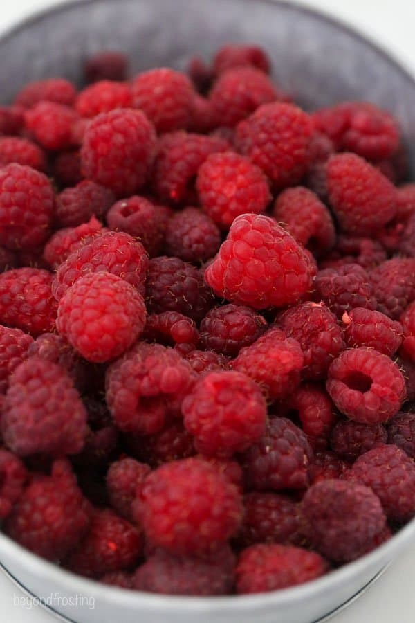 a bowl of fresh raspberries