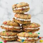 Stacked oatmeal cookie sandwiches
