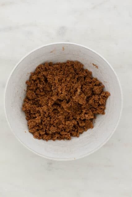 Cinnamon streusel in a bowl.