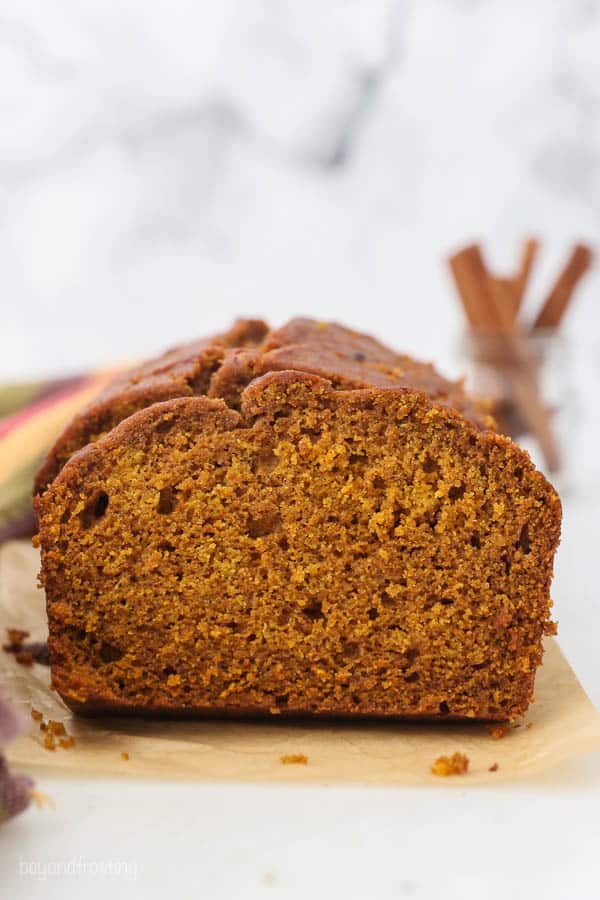slices of pumpkin bread stacked