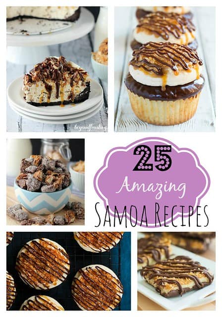 A Collage of Five Different Samoa Desserts