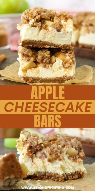 Pinterest title image for Apple Cheesecake Bars.