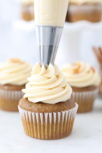 Pumpkin Cupcakes with Salted Caramel Cream Cheese Frosting