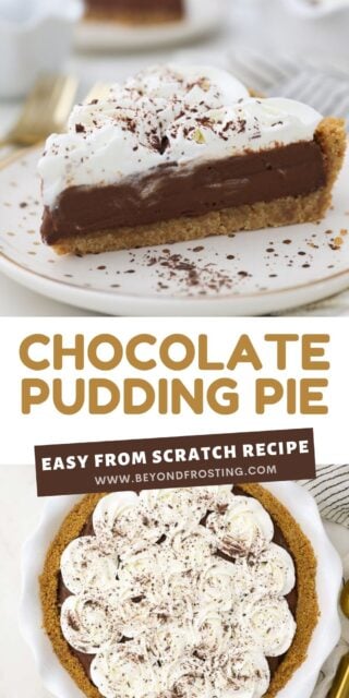 two images of chocolate pie with text overlay