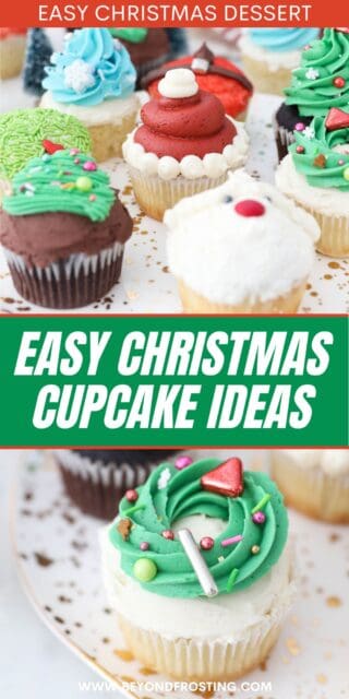 Pinterest title image for Easy Christmas Cupcake Ideas.