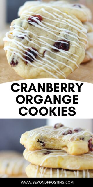 two images of a cranberry orange cookie with a text overlay
