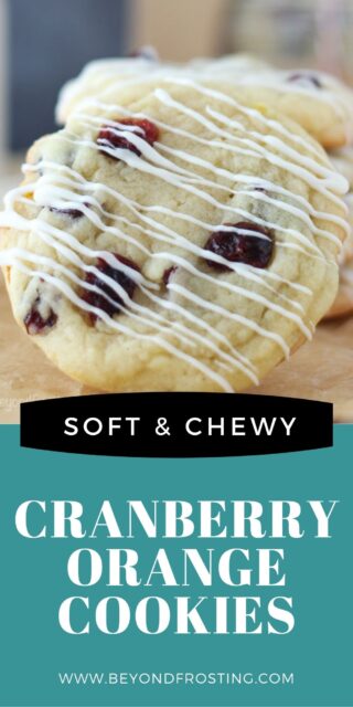An image of a cranberry orange cookie with a text overlay