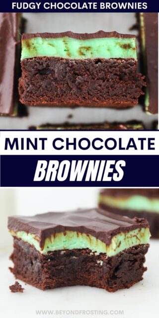 Pinterest title image for Mint Chocolate Brownies.