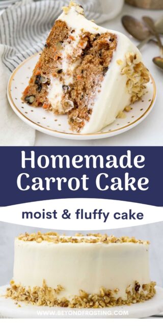 Two images of carrot cake with a text overlay