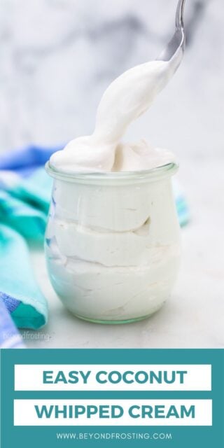 an images of coconut whipped cream with text overlay