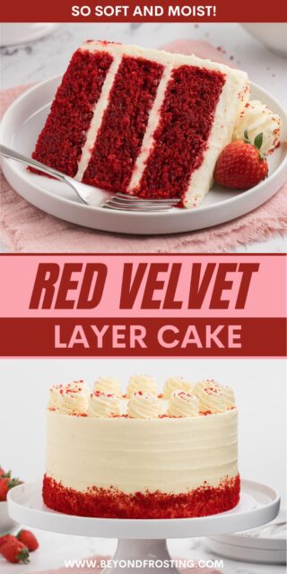 Pinterest title image for Red Velvet Layer Cake.