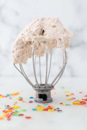 Cereal Milk Whipped Cream with Fruity Pebbles | Beyond Frosting