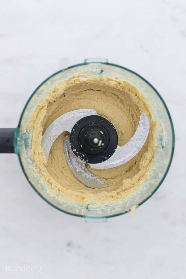 Creamy Hummus Inside of a Food Processor