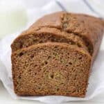 slices of zucchini bread on white parchment paper