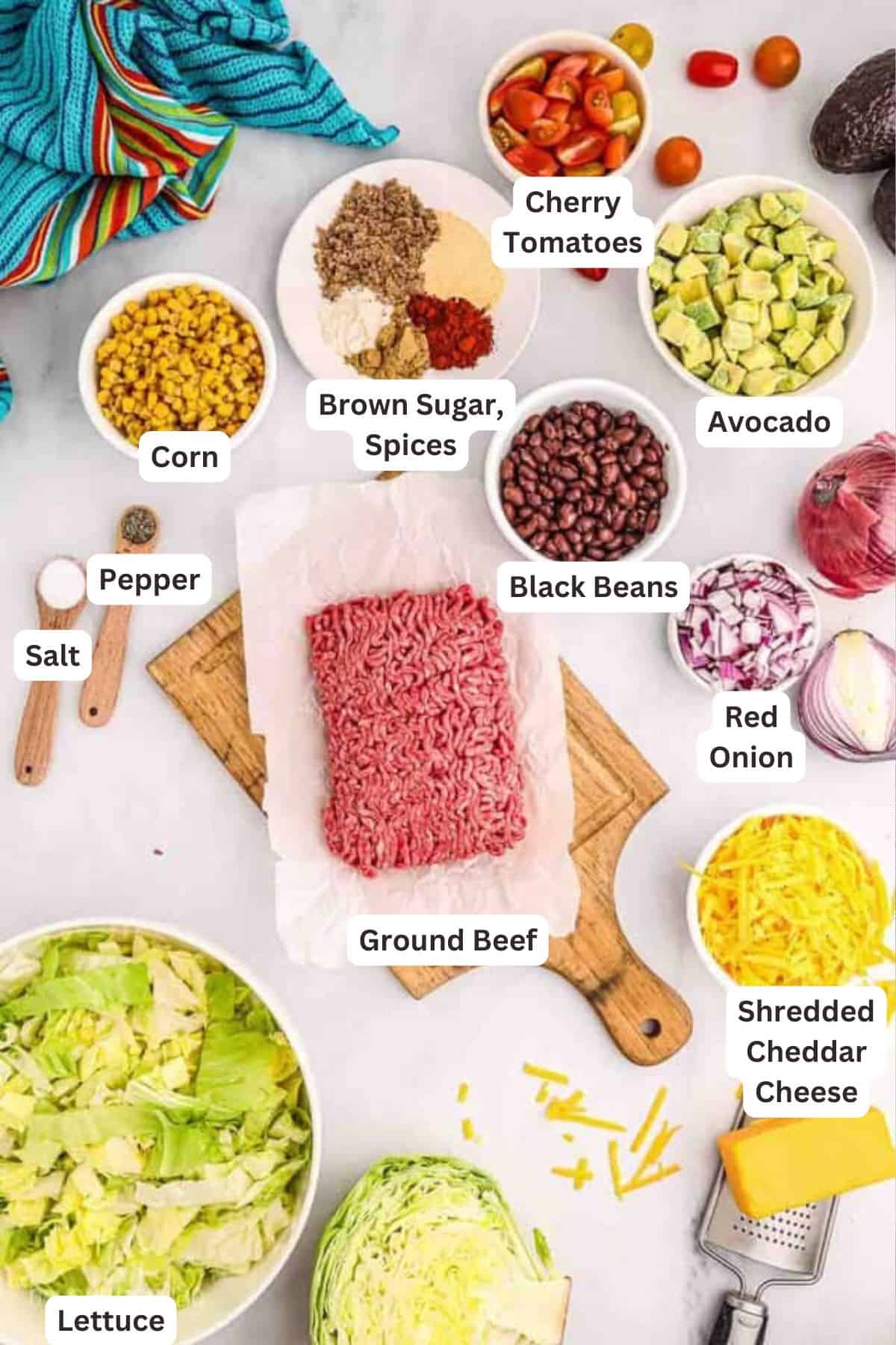 Ingredients for Taco Salad.