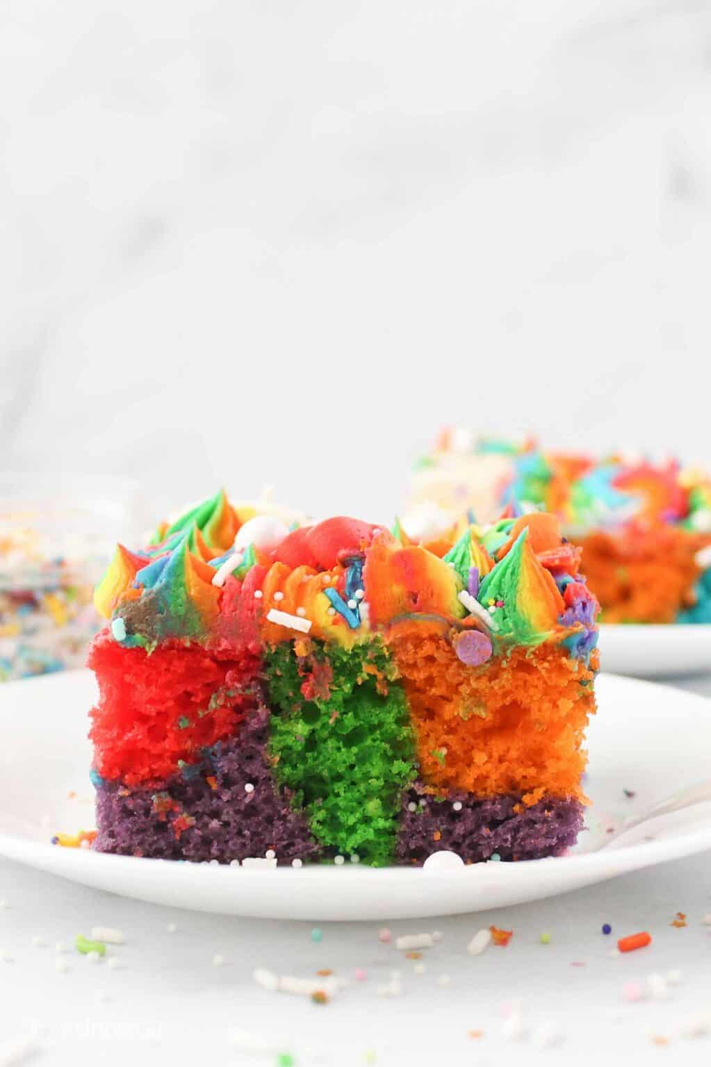 Easy Rainbow Cake with Buttercream Frosting l Beyond Frosting