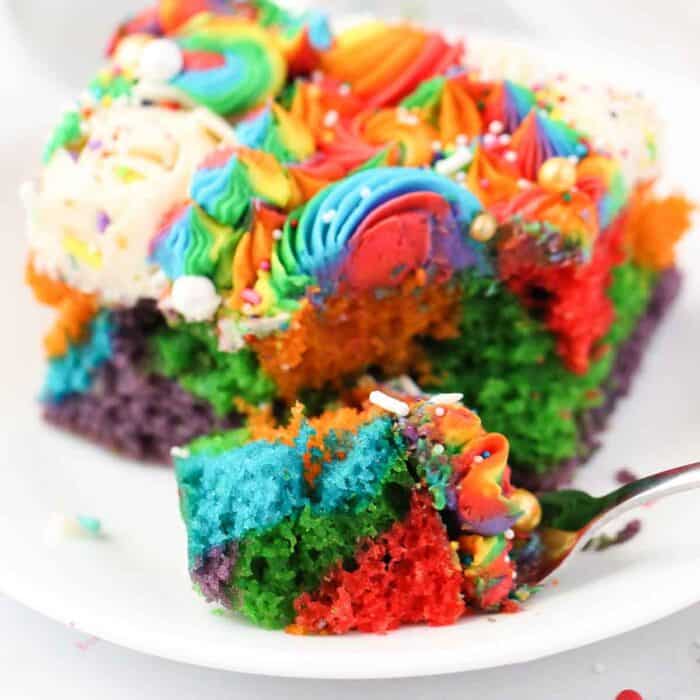 Easy Rainbow Cake with Buttercream Frosting l Beyond Frosting