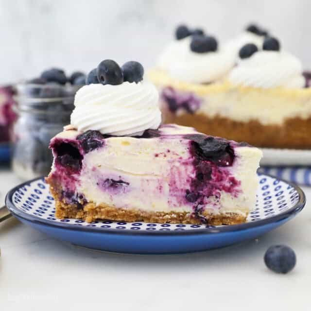 Easy Blueberry Swirled Cheesecake | Beyond Frosting