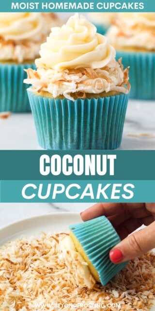 Pinterest title image for Coconut Cupcakes.
