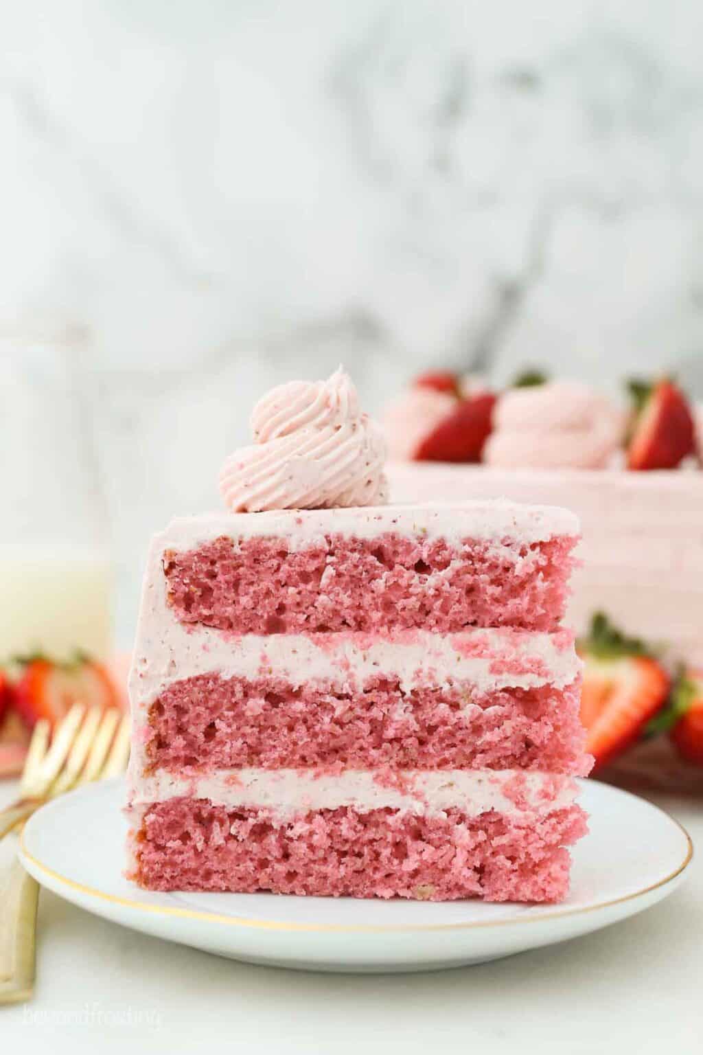 Fresh Strawberry Cake with Strawberry Frosting Recipe | Beyond Frosting