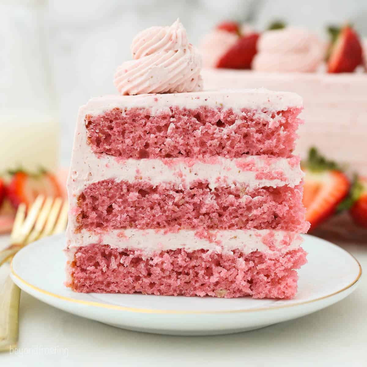 Strawberry Cake - Grandmother's Favorite, with real strawberries inside!