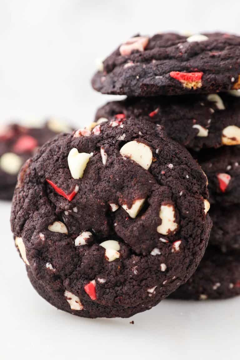 stack of chocolate peppermint cookies