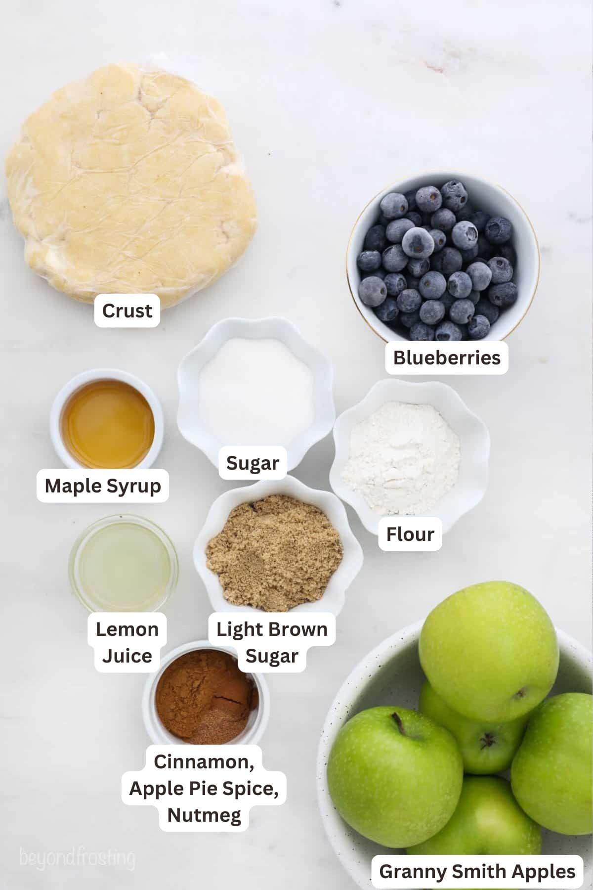 Ingredients for Apple Blueberry Pie.